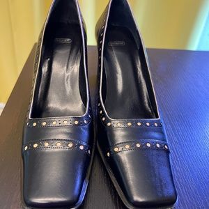 Coach shoes 6.5 US Harlee Calf  A3630 Square Toe Leather Pumps Black